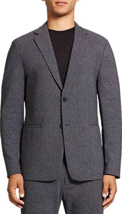 Theory Clinton Blazer in Printed Precision Ponte - Light Grey Melange