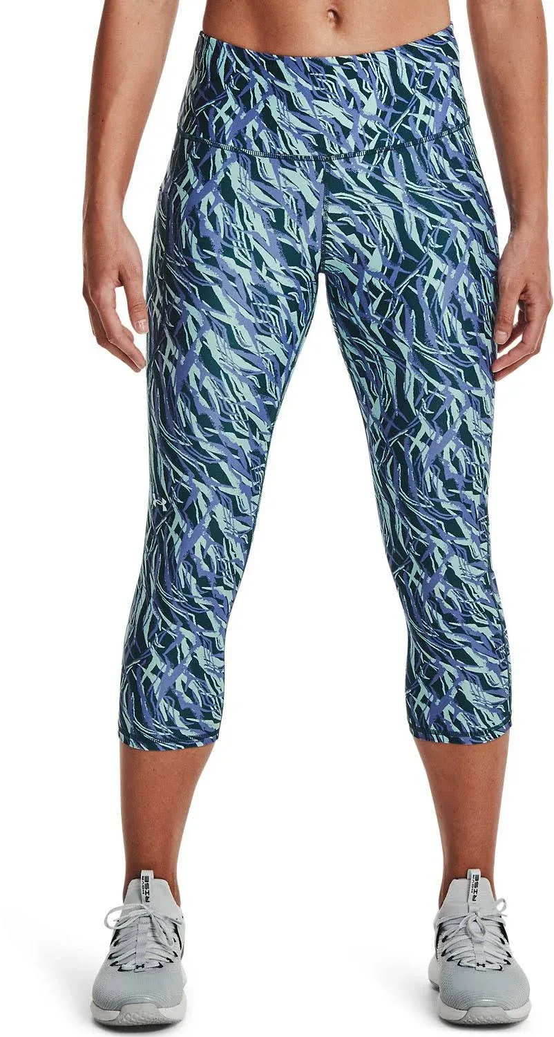 Women's Under Armour Heatgear Printed Capri Leggings, Size: XS, Blue