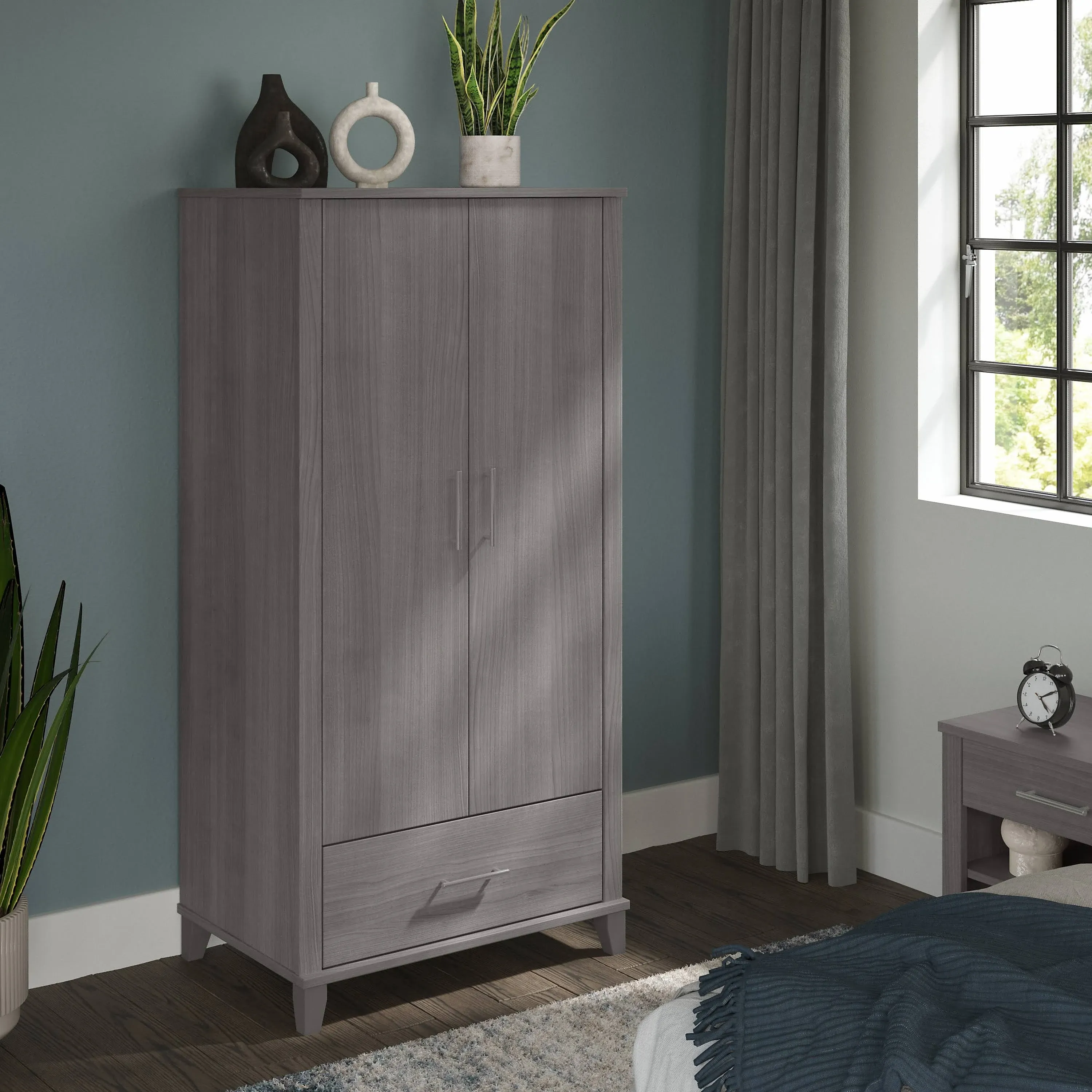 Bush Furniture Somerset Large Armoire Cabinet, Platinum Gray - Transitional - Armoires And Wardrobes - by Homesquare | Houzz