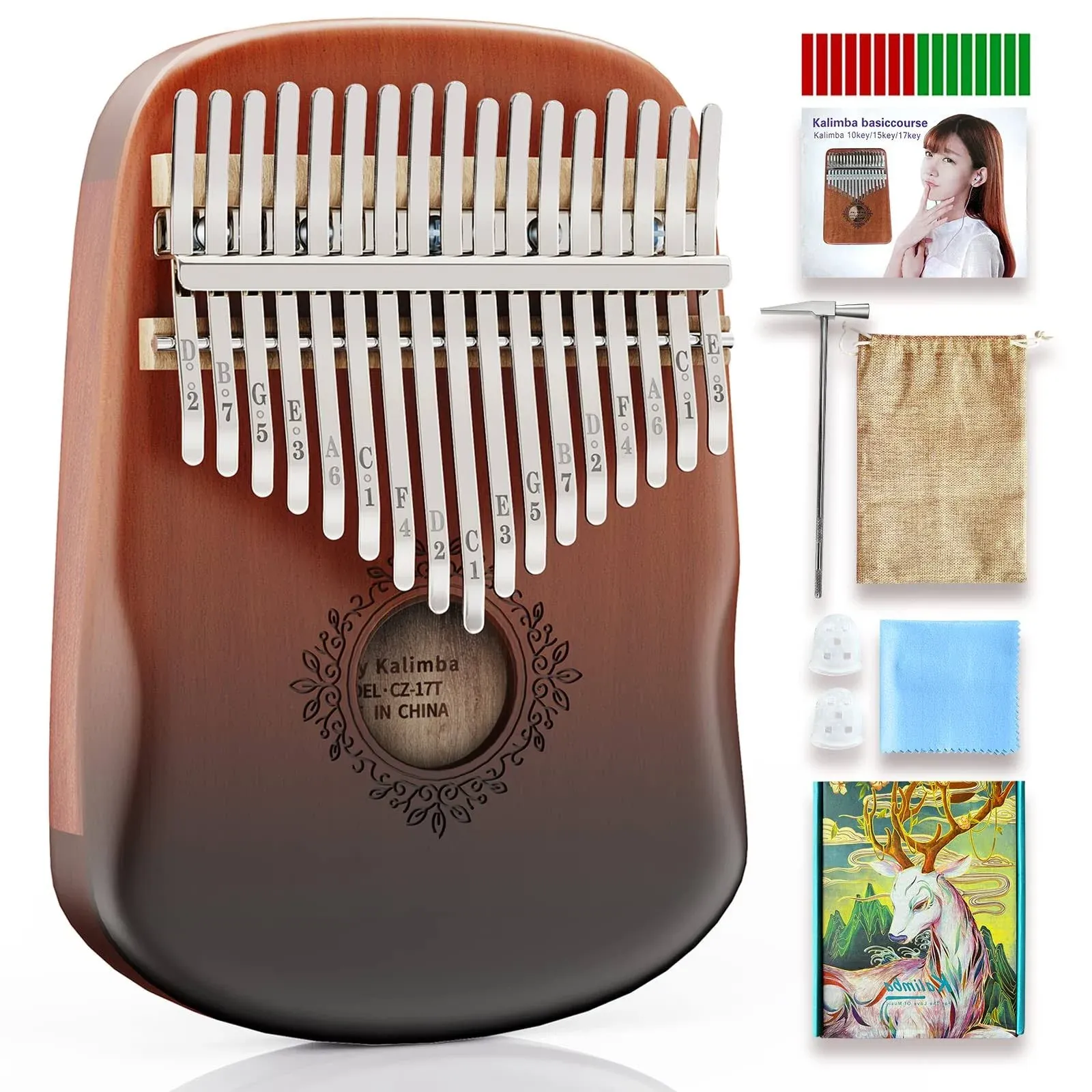 Heefrole Kalimba Thumb Piano 17 Key, Portable Finger Piano Kalimba Musical ...