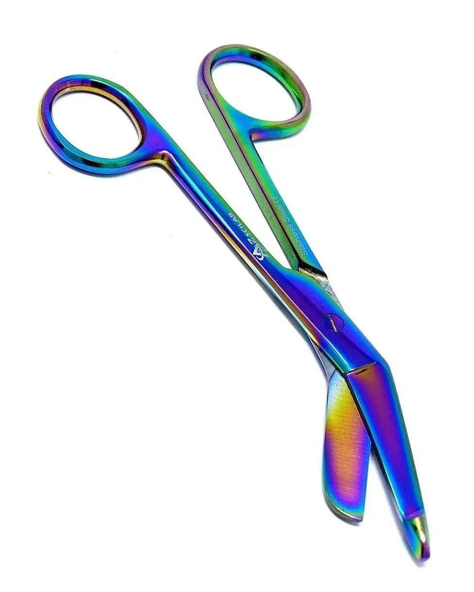 Multi Color Rainbow Lister Bandage Scissors 4.5", Stainless Steel