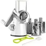  Manual Cheese Rotary Grater - Round Mandoline Slicer Shredder with 3 Green