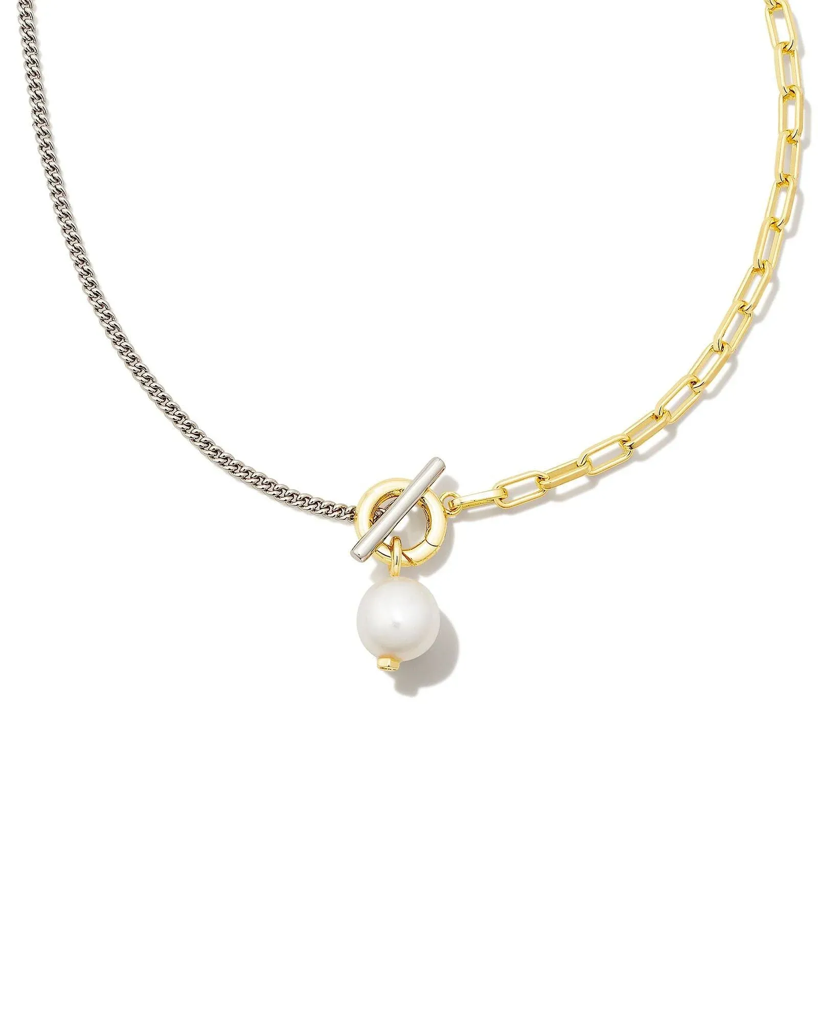 Kendra Scott Leighton Gold Pearl Chain Necklace - White Pearl