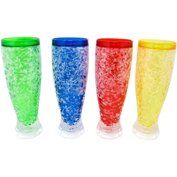 Trademark Innovations Plastic Freezer Beer Mugs with Gel (Set of 4)