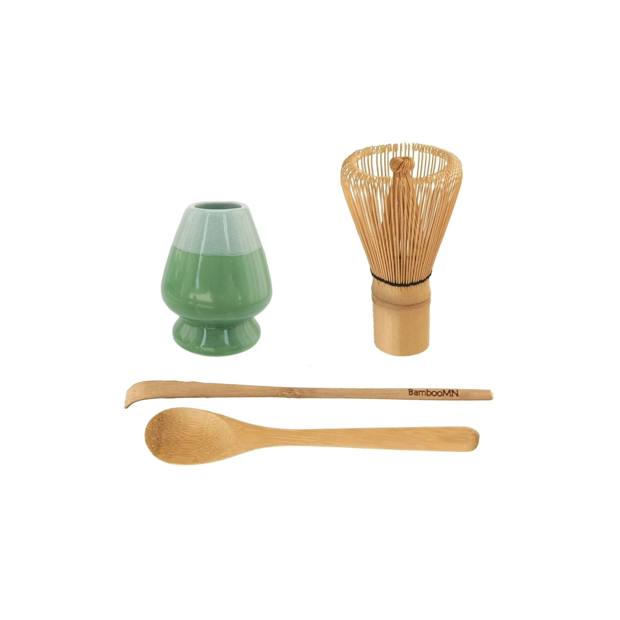 BambooMN Brand - Matcha Green Tea Whisk Set - Whisk + Scoop + Tea Spoon + Mint ...