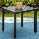 Indoor Outdoor Small Metal Square Side/End Table, Patio Coffee Bistro TableBlack