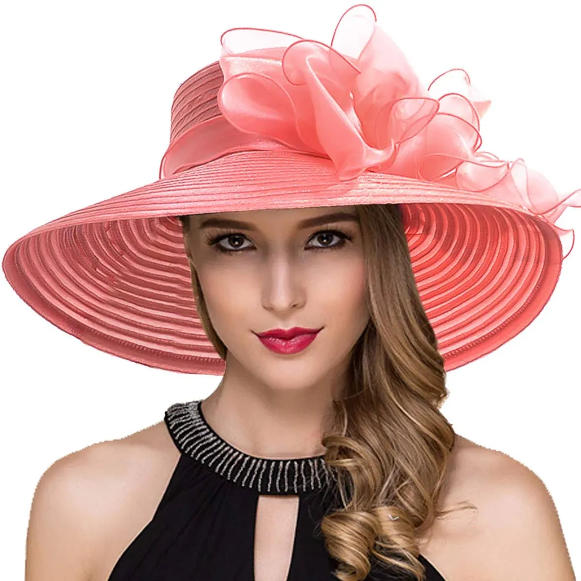 Women Derby Church Dress Cloche Hat Fascinator Floral Tea Party Wedding Bucket ...