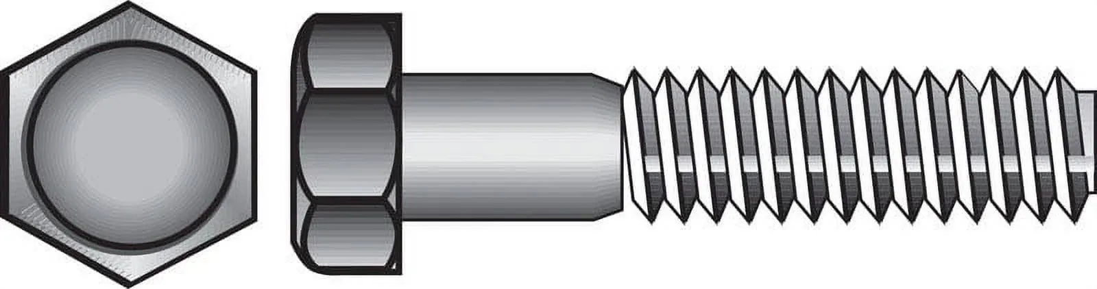 Hex Bolt, 1/2 in Thread, 9 in OAL, 2 Grade, Low Carbon Steel, Zinc, Coarse Thread