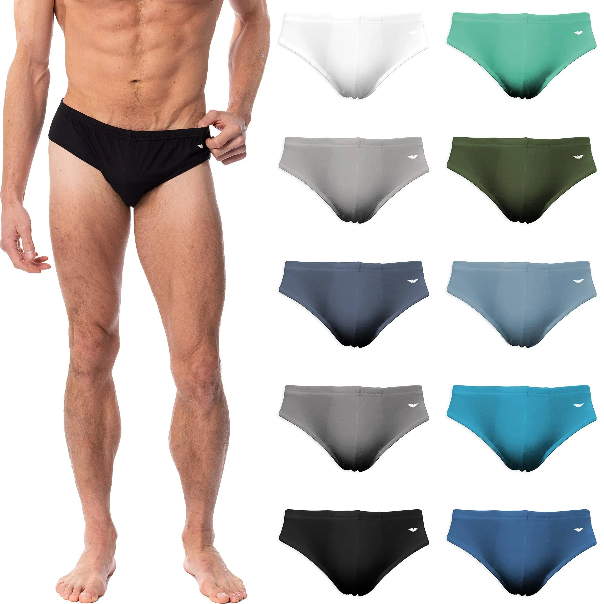 AMERICAN HEAVEN Men's 10 Pack Sport Bikini Briefs | Cotton Rayon Stretch Seamless Bikini Underwear