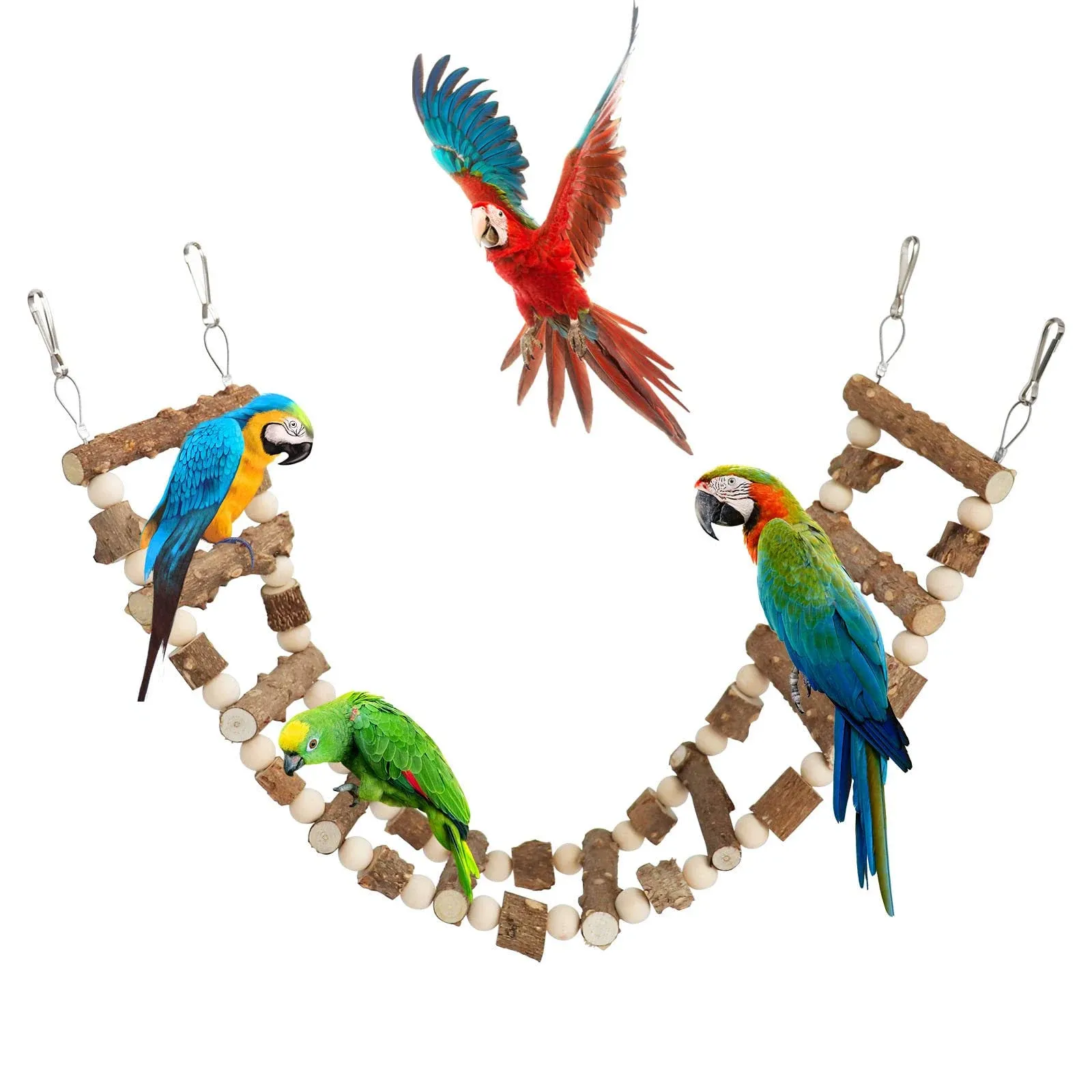 Bird Parrot Ladder Bridge Toy, Bird Swing Toy, Natural Pepper Wood Hanging Pet