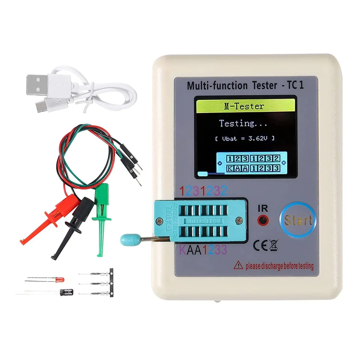 Transistor Meter LCR-TC1 Multi-Function Tester 1.8&#034; Full Color Display Transi...