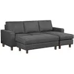 Abbyson Living Berkeley Fabric Reversible Sectional and Ottoman, Gray