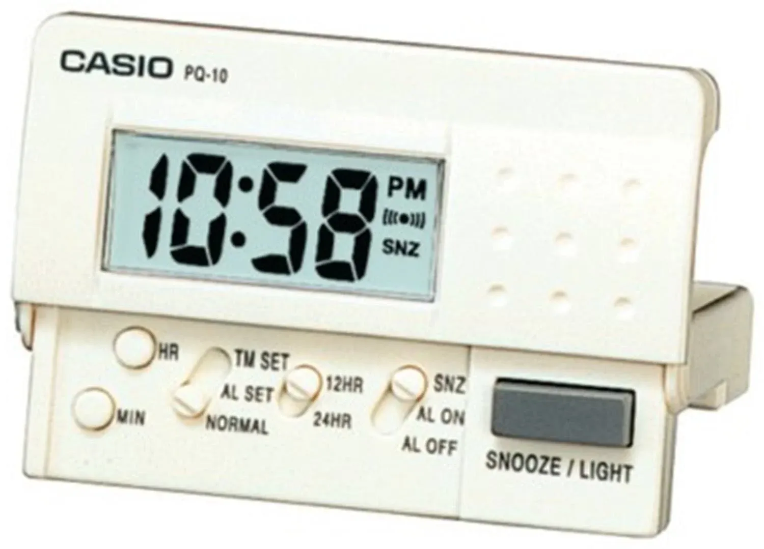 Casio PQ10-7R, Pocket Travel Alarm Digital Clock, Light, Snooze