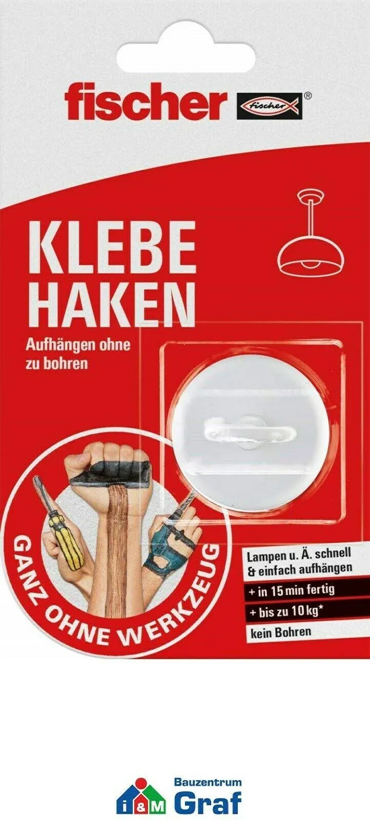 Fischer 545950 No Tools Required Adhesive Hooks, Klebe Haken, White