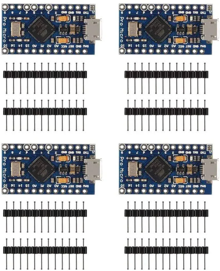 AITRIP 4PCS Pro Micro Atmega32U4 5V 16MHz Bootloadered IDE Micro USB Pro Micro Development Board Microcontroller Compatible with Pro Micro Serial Connection with Pin Header