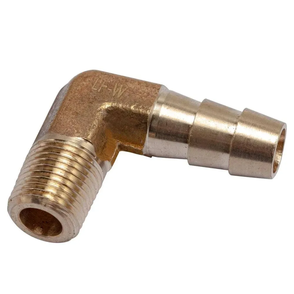 Lead Free 90 Deg Elbow Brass Barb Fitting 3/8&#034; Hose Barb X 1/8&#034; Male Npt Thread 