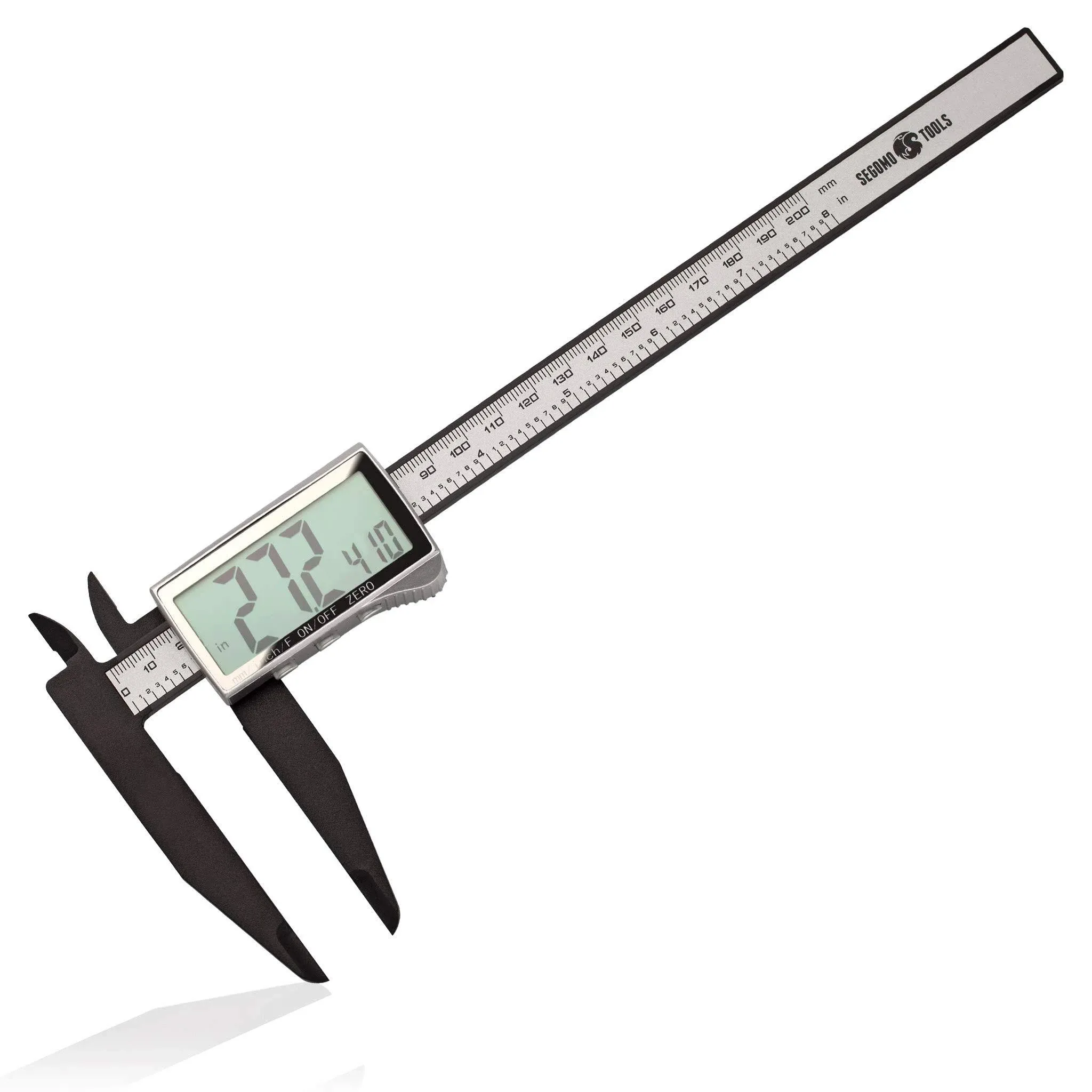 Segomo Basics 8 Inch Electronic Digital Calipers: Inch, Fractions, Millimeter Conversion - CAL8DIGIBASICS