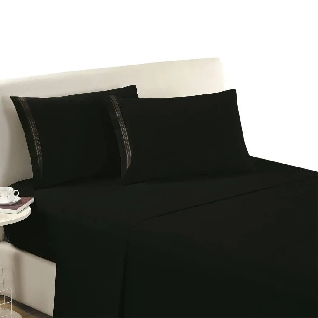 Mellanni Twin XL Size Flat Sheet - Iconic Collection Bedding Sheets - Hotel Luxury, Extra Soft, Cooling Sheet- Wrinkle, Fade, Stain Resistant - 1 Flat Sheet Only (Twin XL, Black)