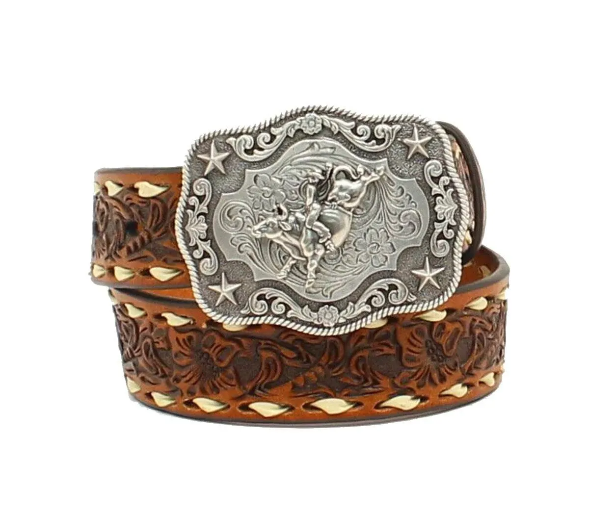 Floral Embossed Bull Rider Belt | Nocona Boys Western Lacing Belt