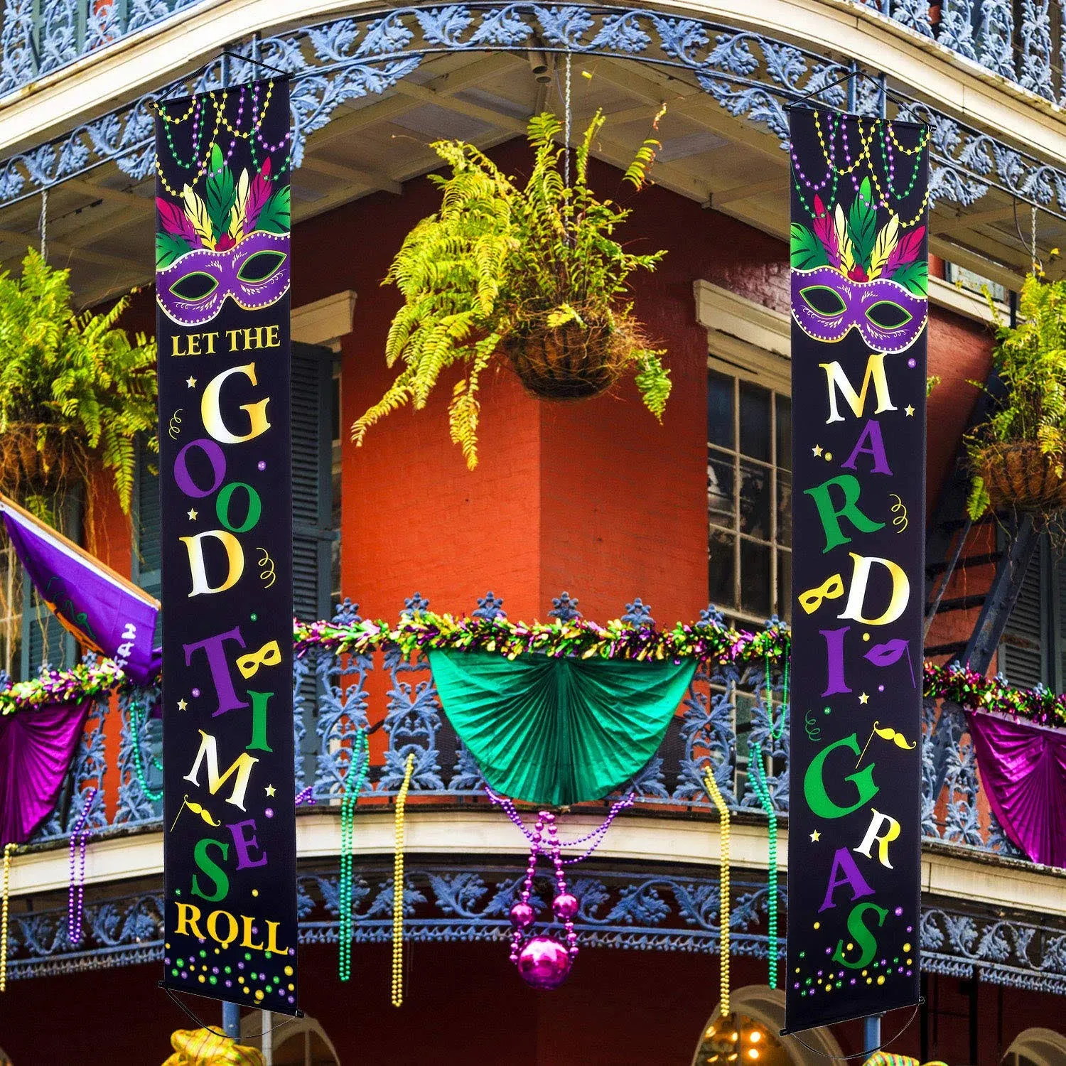 Mardi Gras Decoration Set Mardi Gras Porch Sign Welcome Banner Mardi Gras 