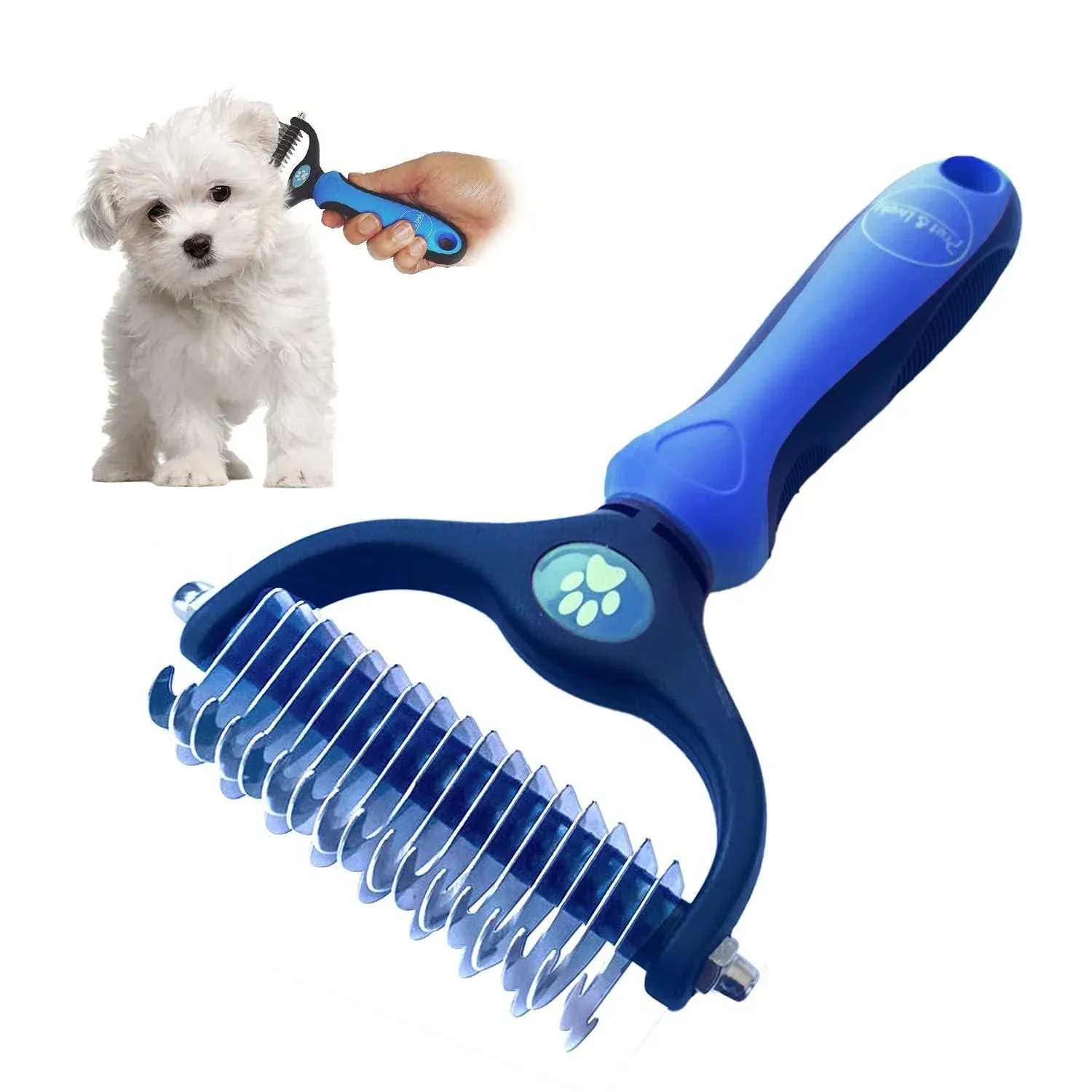 Pret & Lively 2 in 1 Pet Hair Dematting Tool, Tough Mats and Tangles, Undercoat ...