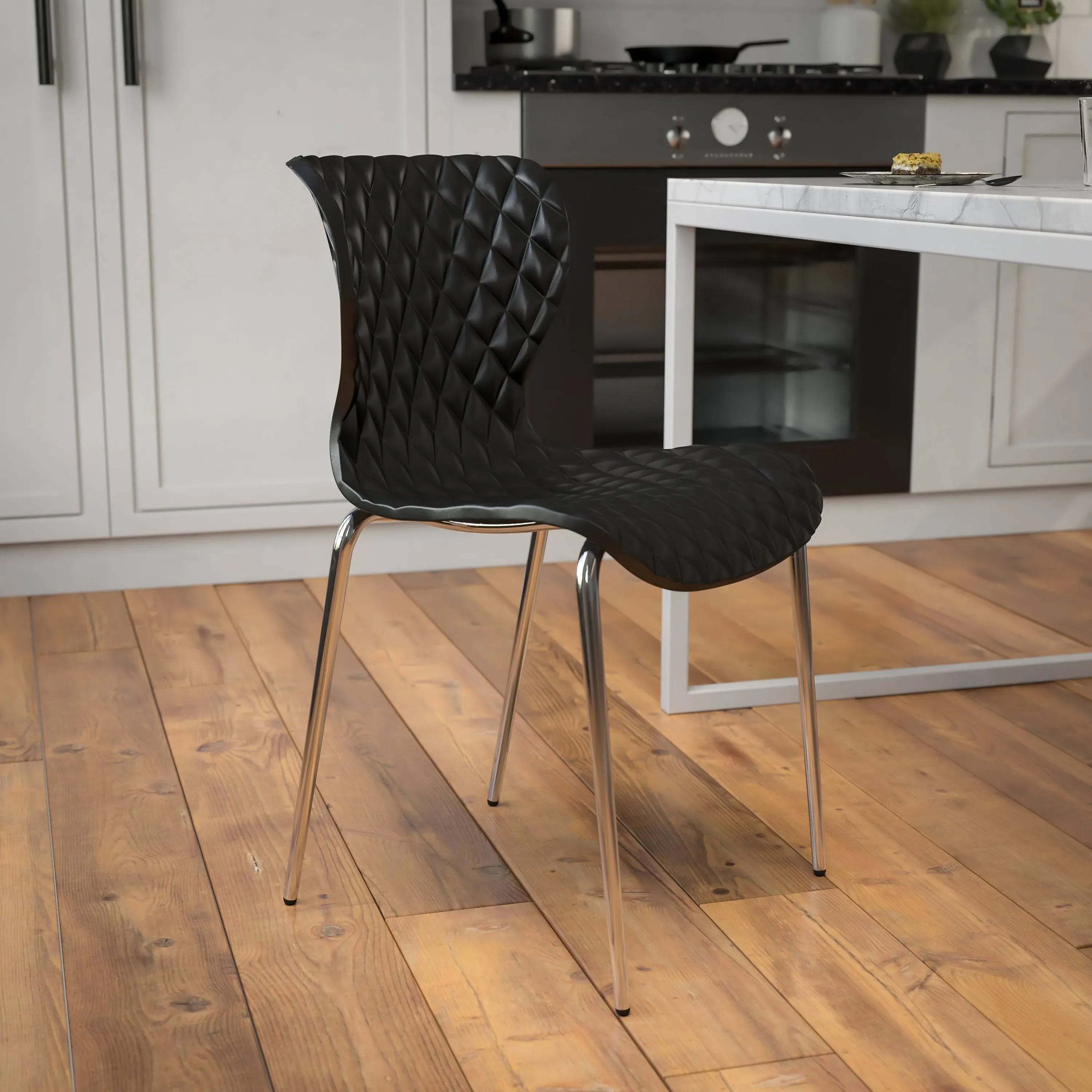 Emma + Oliver Contemporary Design Black Plastic Stack Chair