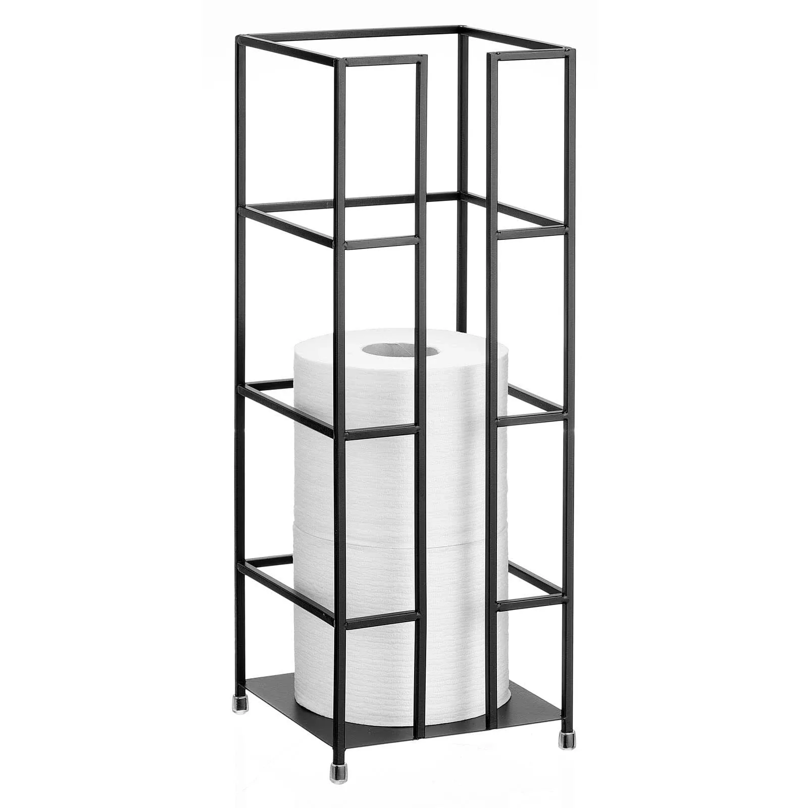 mDesign Metal Toilet Paper 3-Jumbo Roll Storage Reserve Tower Stand - Matte Black