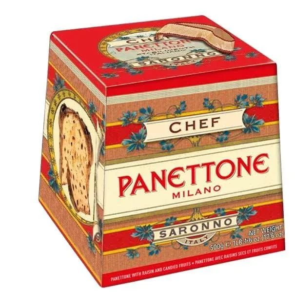 Chiostro di Saronno Panettone Italian Cake - Traditional Italian Bread - Panettone Bread Italian - Fresh Bread - Italian Food - Fruit Cakes for Christmas Italian Panettone in Card Box Classic 17.6oz