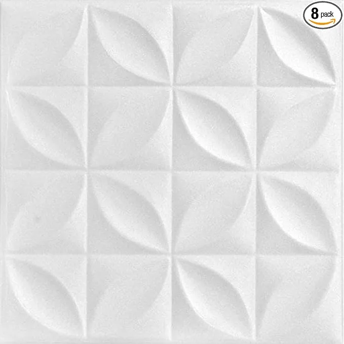 Perceptions 20-in x 20-in 8-Pack Plain White Textured Surface-mount Ceiling Tile, 8PK