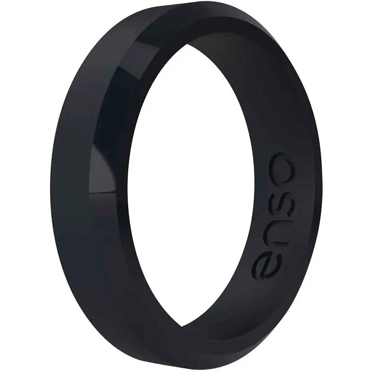 Enso Rings Thin Bevel Series Silicone Ring - Obsidian