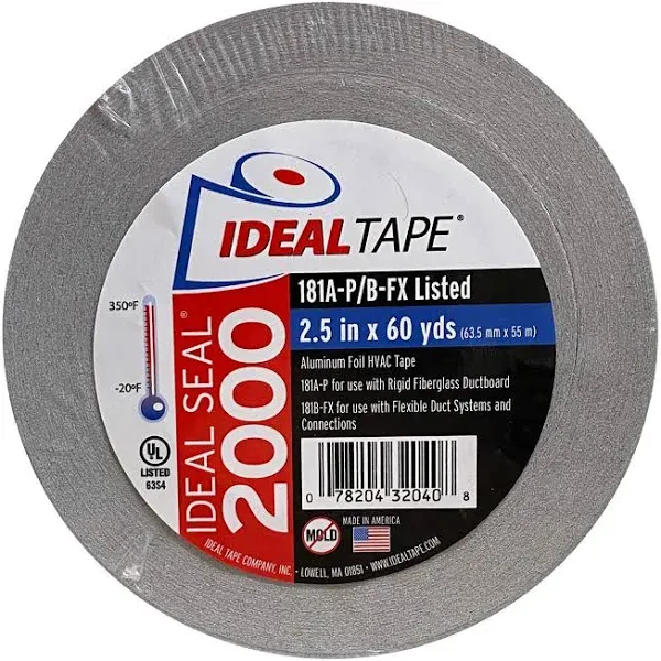 Ideal Tape Ideal Seal 2000 Aluminum Foil Tape UL 181A-P/B-FX Certified 2.5 in x ...