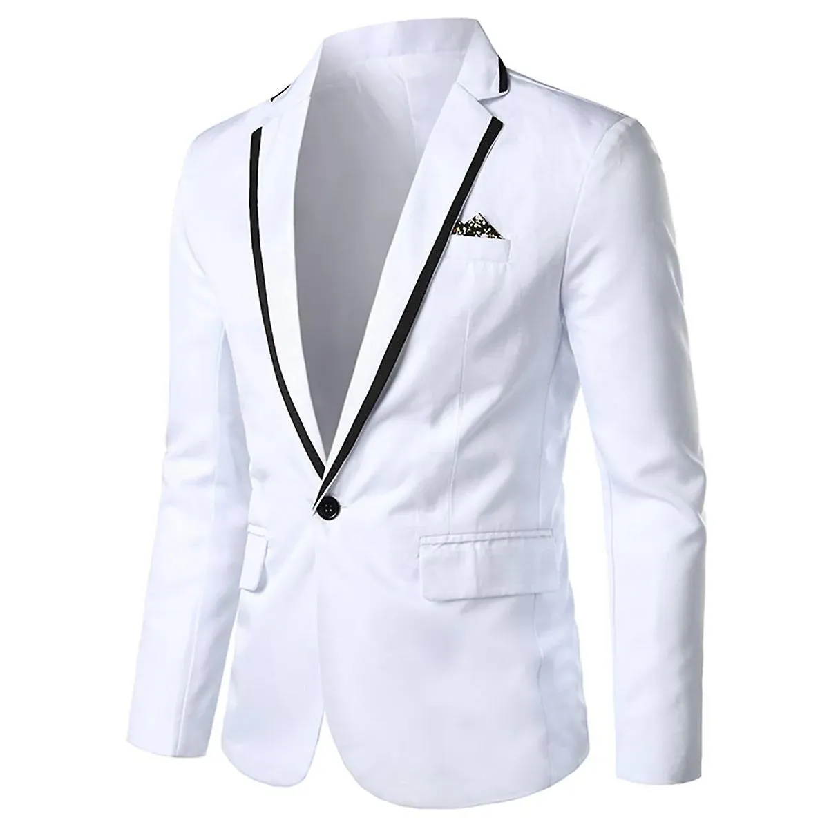 Allthemen Mens Business Casual One Button Solid Color Party Wedding Blazer White L