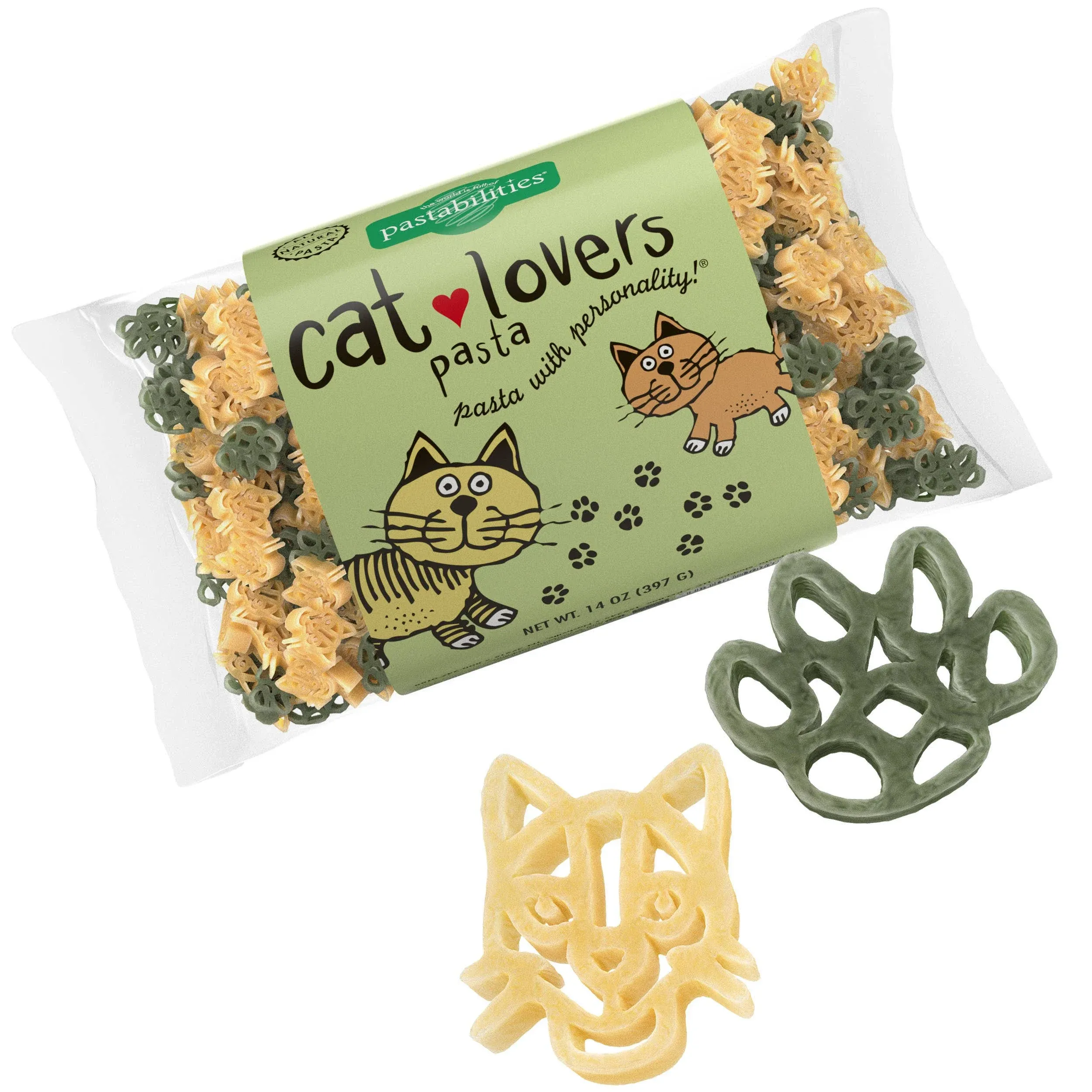 Pastabilities Fun Shaped Pasta for Kids - Cat Lovers Pasta - PURRfect Animal Theme, Non-GMO Natural Wheat Pasta, All-Natural, Kosher Certified, Made in the USA, (2 Pack,14 Oz)