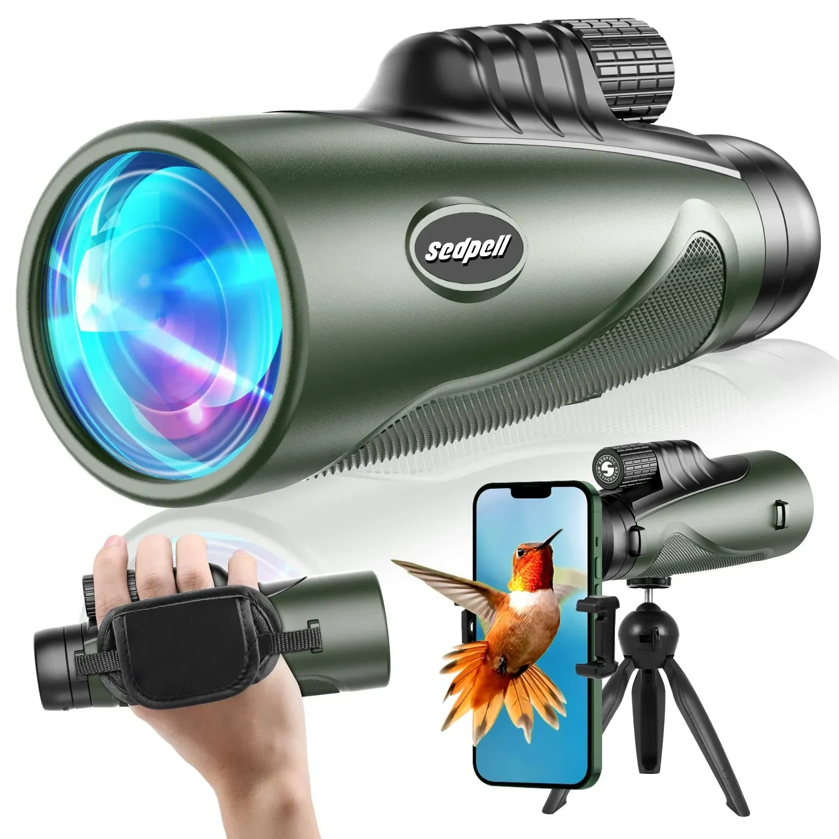 Sedpell 12×56 HD Monocular Telescope with Smartphone Adapter High Powered