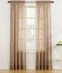 Crushed Sheer Voile Solid Sheer Rod Pocket Single Curtain Panel Curtain Color: Taupe, Size per Panel: 51" W x 95" L