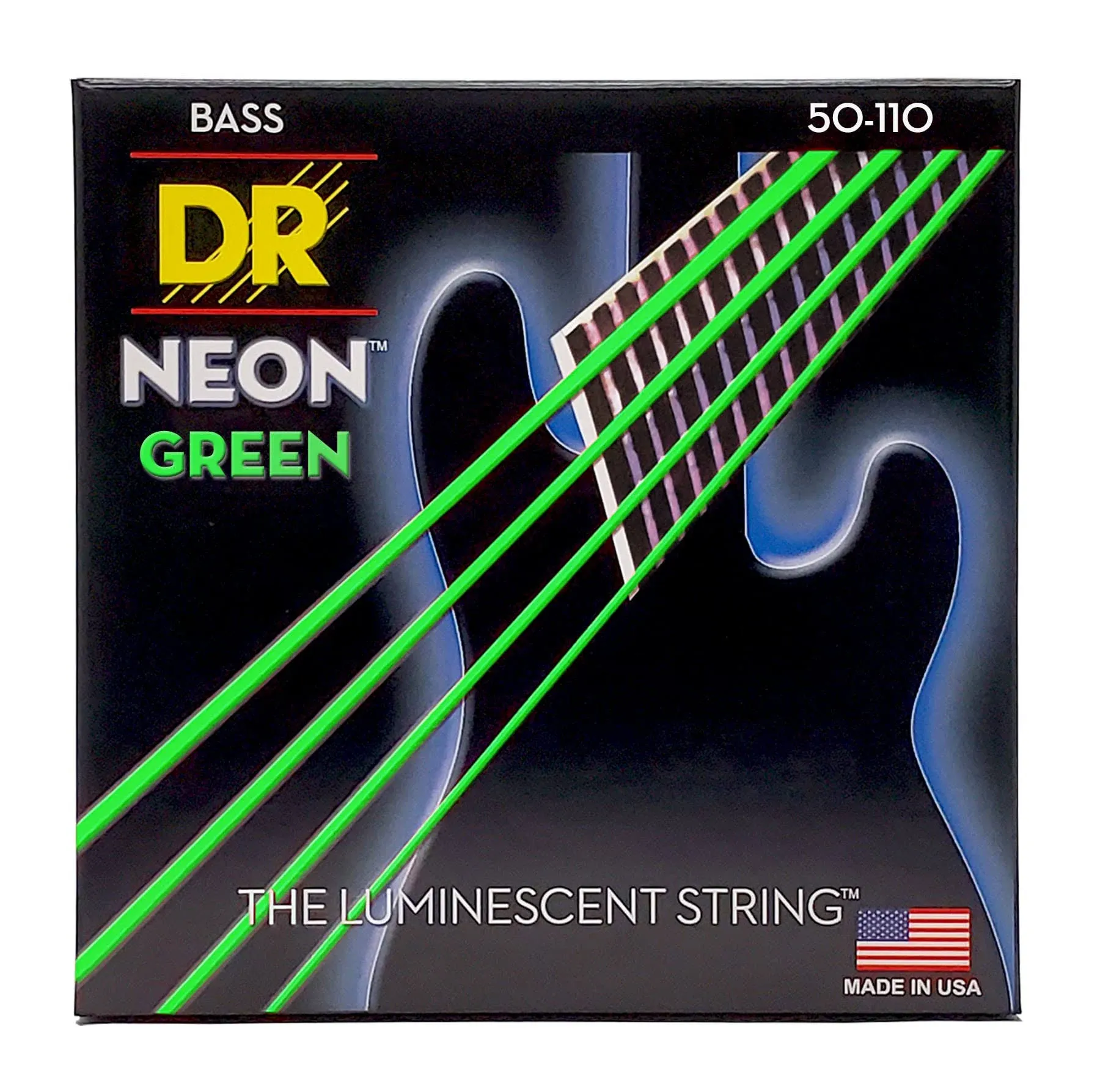 Dr Strings Hi-Def Neon Green Coated 4-String Bass Heavy (50-110)