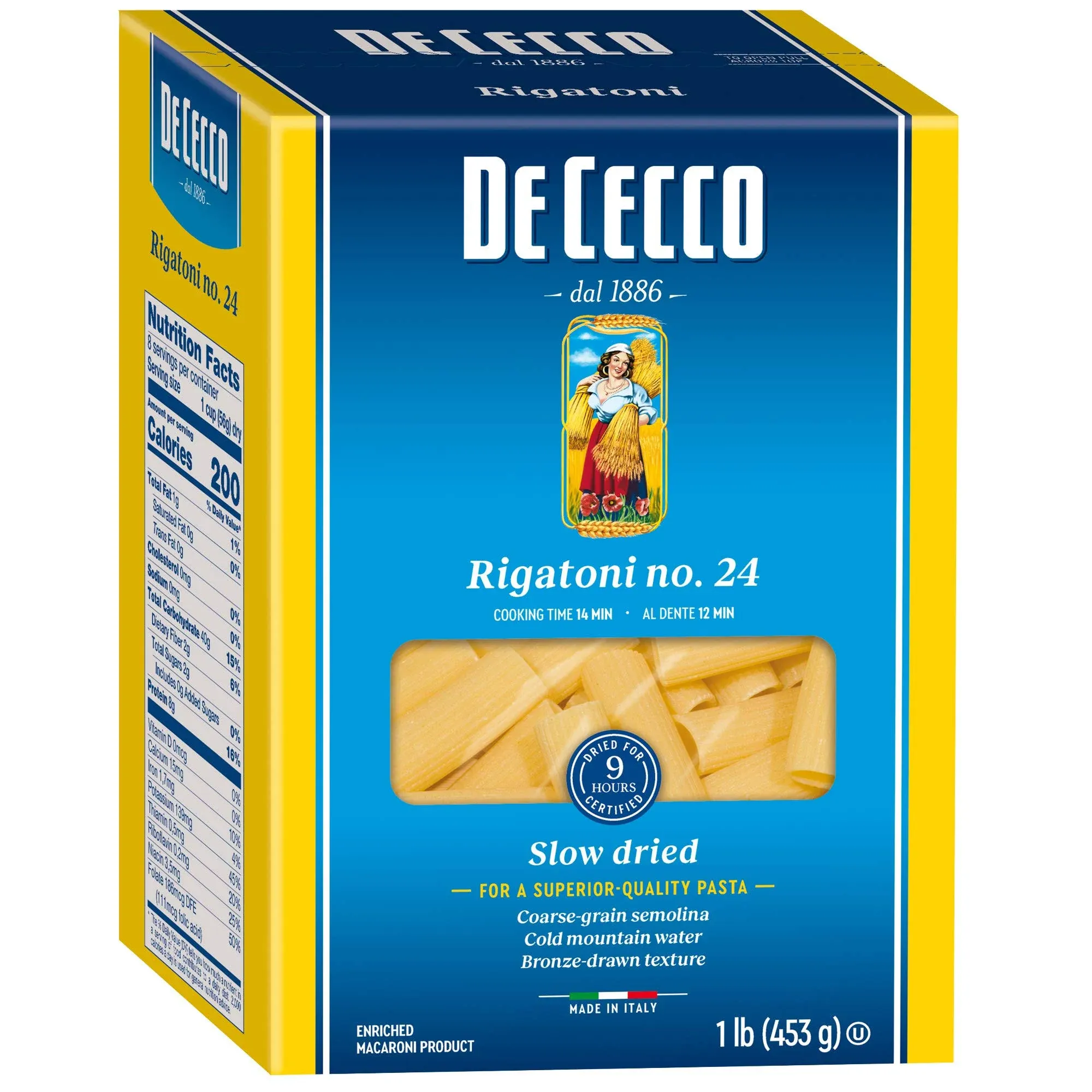 de Cecco Semolina Pasta, Rigatoni No.24, 1 Pound (Pack of 6)