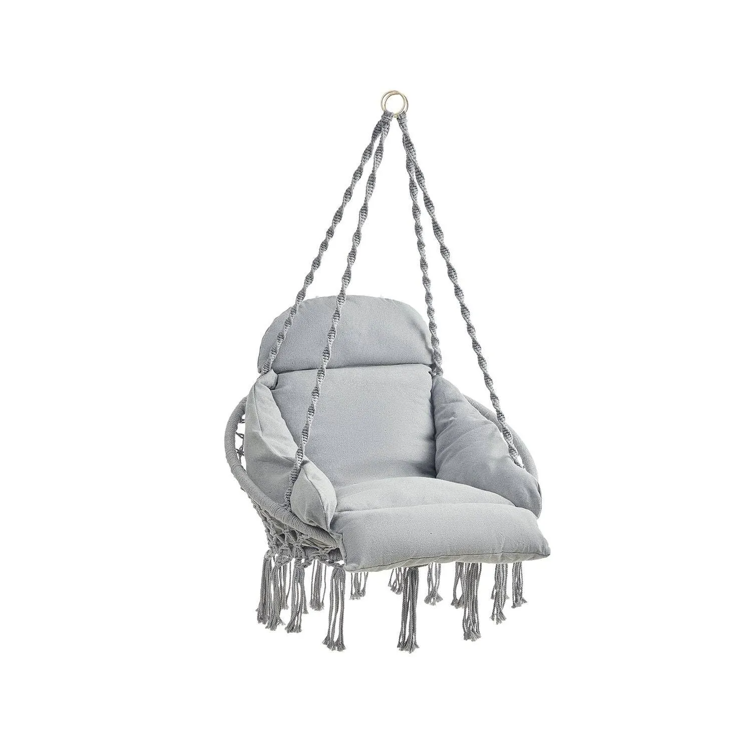 SONGMICS Hanging Chair, Hammock Chair with Large, Thick Cushion, Boho Swing Chair for Bedroom, Patio, Balcony, Garden, Holds up to 264 lb, Accessories Included, Dove Gray UGDC042G11