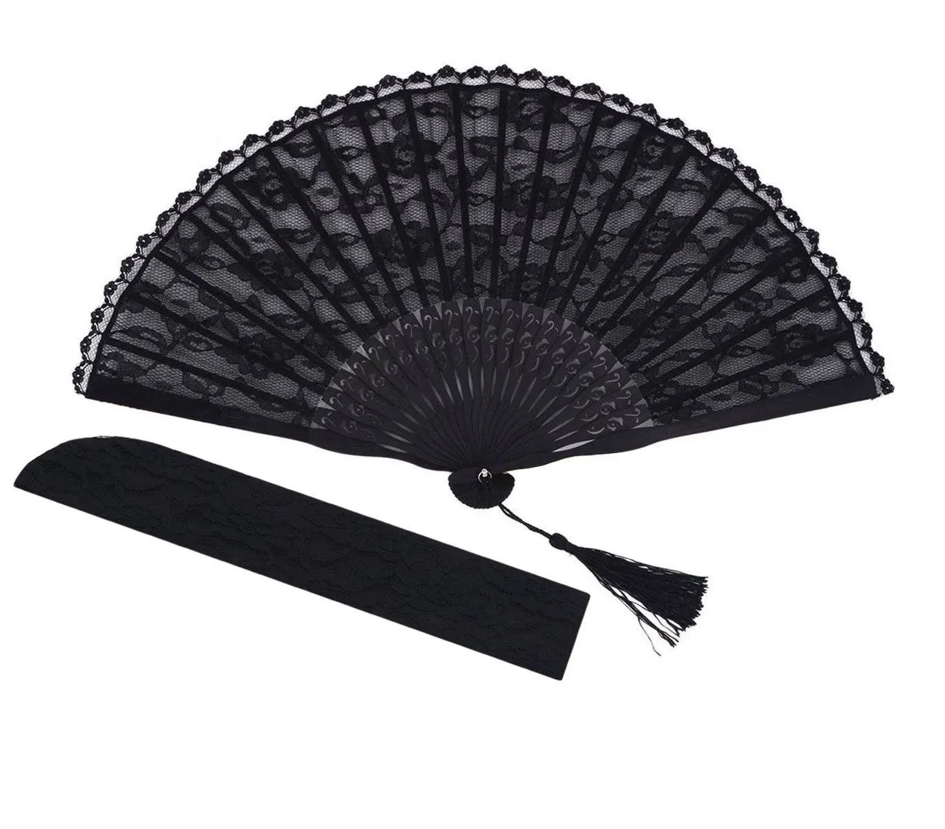 Ama Jiji Chinese/ Japanese Vintage Retro Style Bamboo Wood Silk Folding Hand Fan