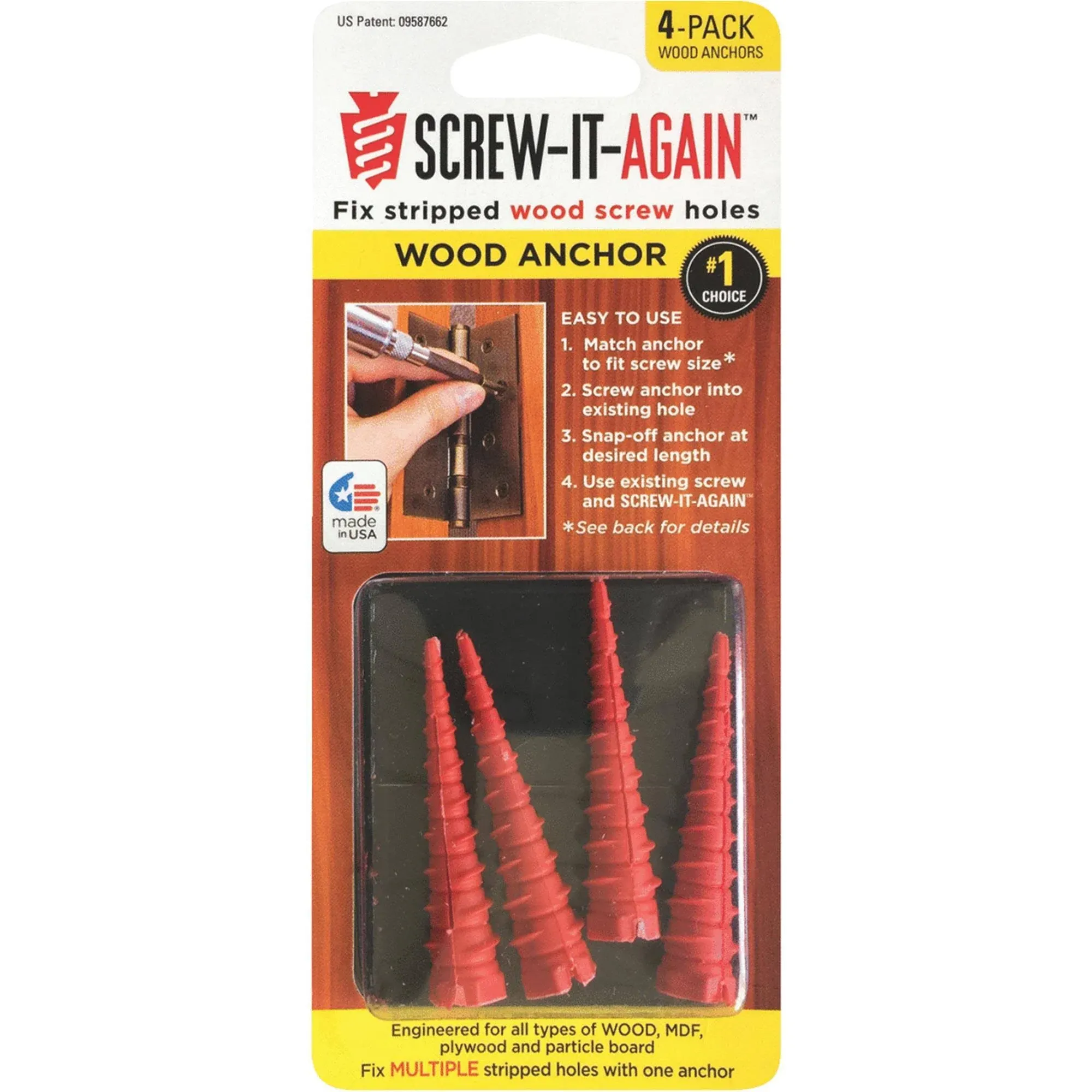 Screw-It-Again Wood Anchor - 4 Pack