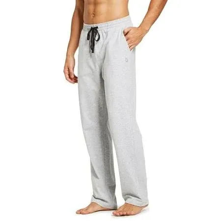 BALEAF Men's Sweatpants Casual Lounge Cotton Pajama Yoga Pants Open Bottom Straight Leg Male Sweat Pants with Pockets