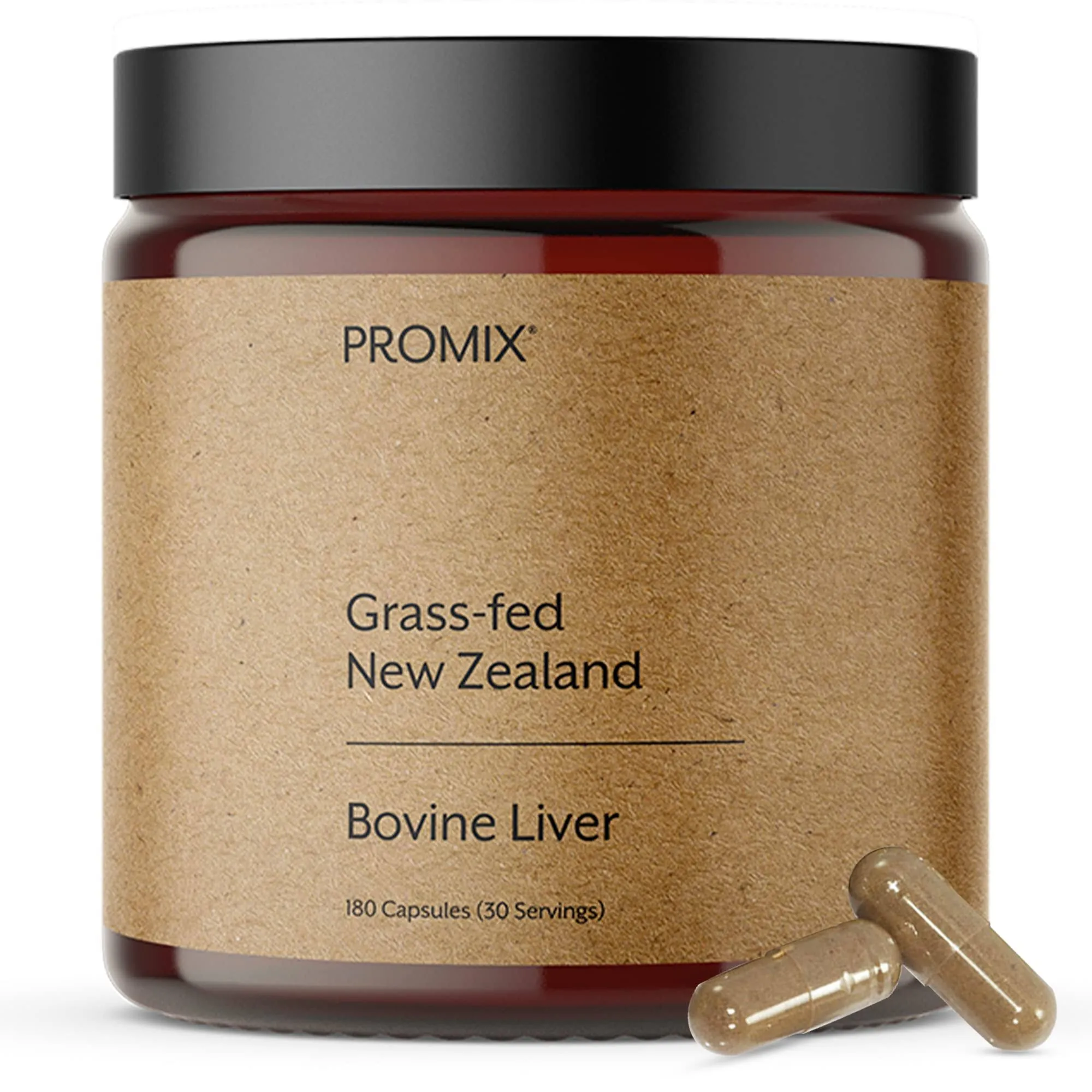 ProMix Grass-Fed Raw Beef Liver Supplement, 180 Gelatin Capsules ...