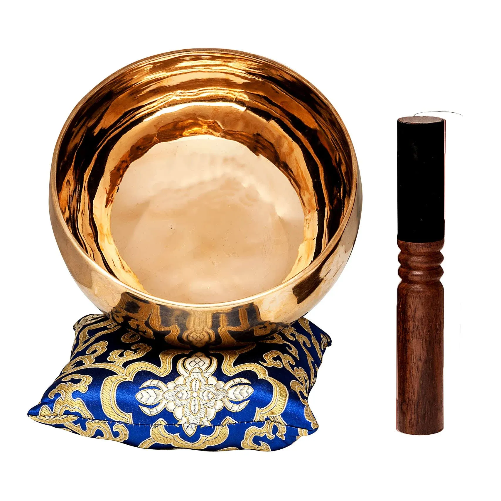 Large Tibetan Singing Bowl Set by Ohm Store — Deep Tone Pure Bronze Meditation Sound Bowl Hand Hammered in Nepal — The Sunset Bowl 6.5 Inch