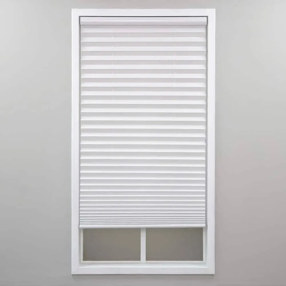 DEZ FURNISHINGS Cordless 1" Light Filtering Pleated Shade, Fabric, 34"W x 72"H, White