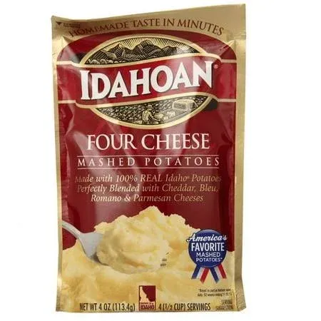 Idahoan Four Cheese Mashed Potatoes Cup, 1.5 Ounce - 10 per Case.