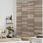 GoDear Design 4-Panel Single Rail 23-in Slat Width 86-in x 96-in Cordless Wood Fabric Blackout Vertical Blinds Lowes.com