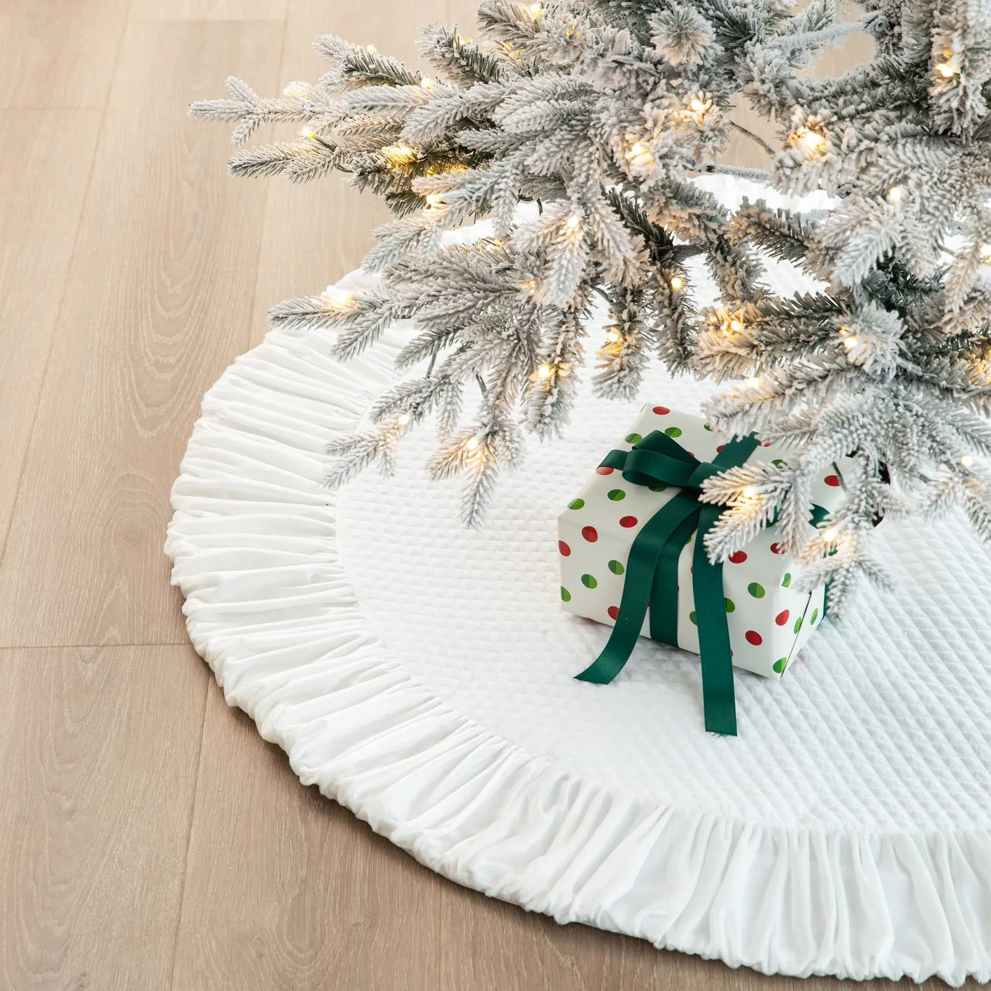 Glitzhome® Deluxe Velvet Ruffled Christmas Tree Skirt