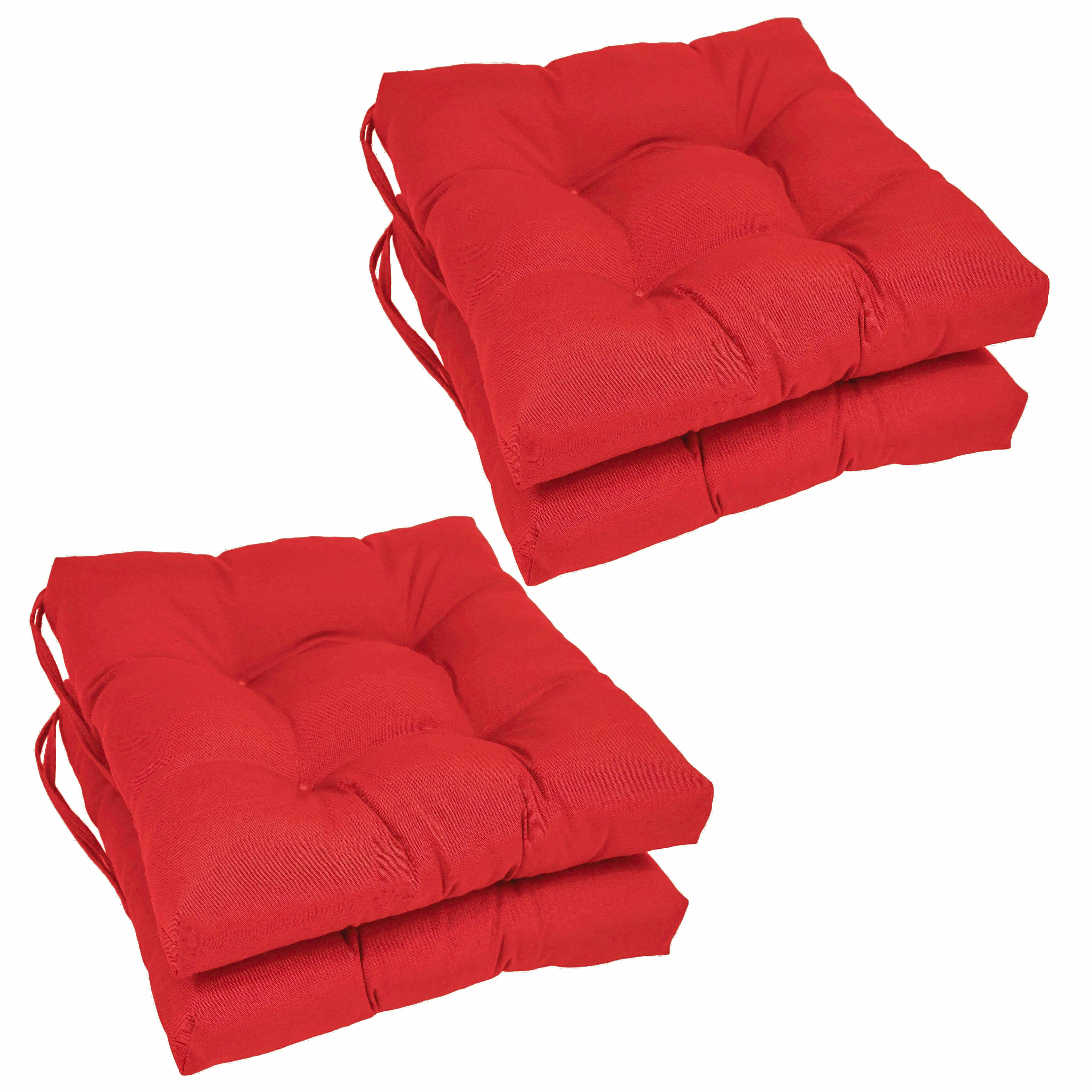 Blazing Needles Set of 4 Red Twill Indoor Chair Cushions, 16-in x 16-in x 3.5-in, Transitional Style, Tufted Design, Made in USA and Imported Lowes.com