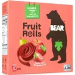 Bear Fruit Rolls, Strawberry - 5 pack, 0.7 oz packs