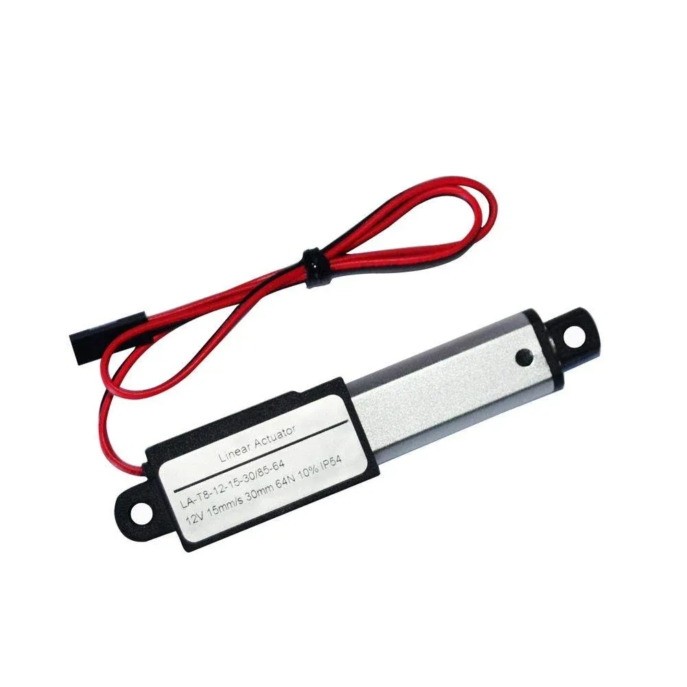 ZCONIEY Micro Linear Actuator with Limit Switches 12V DC, 64N, 30mm Stroke 1.2" with Mounting Brackets